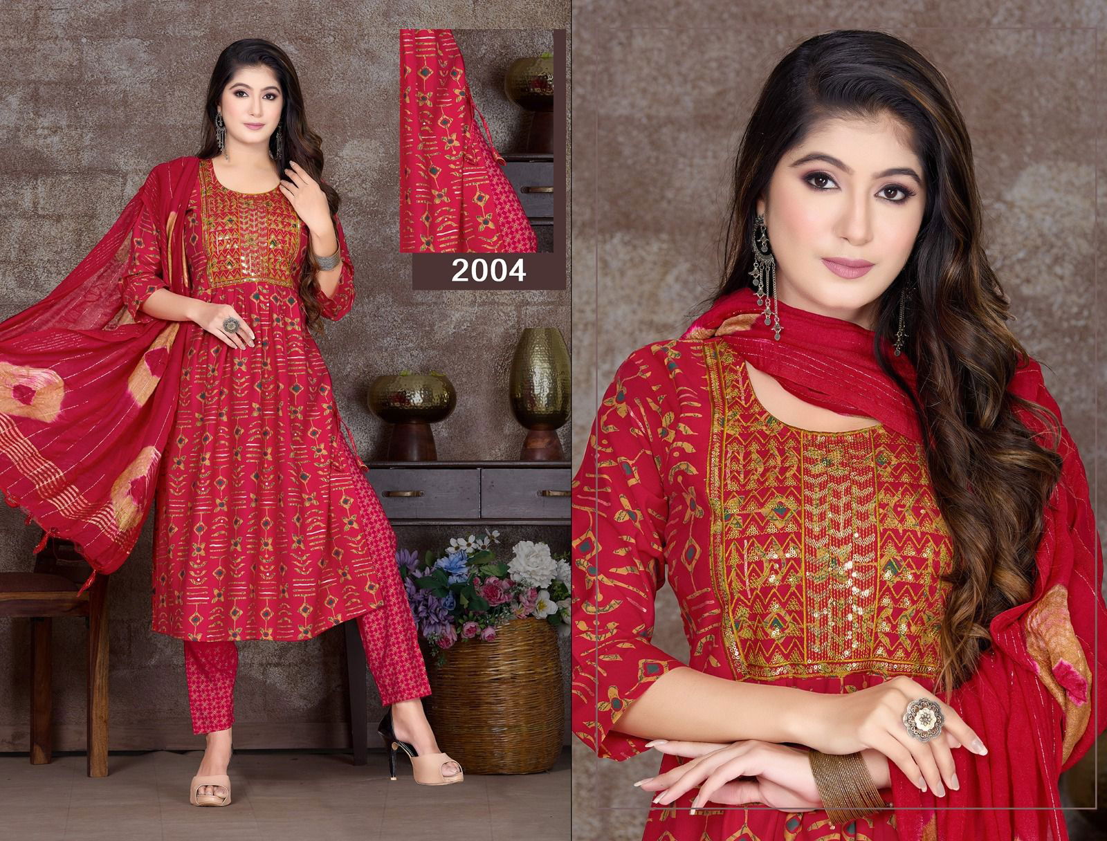 High Style V1 By Jlf Naira Cut Kurti With Bottom Dupatta Catalog
